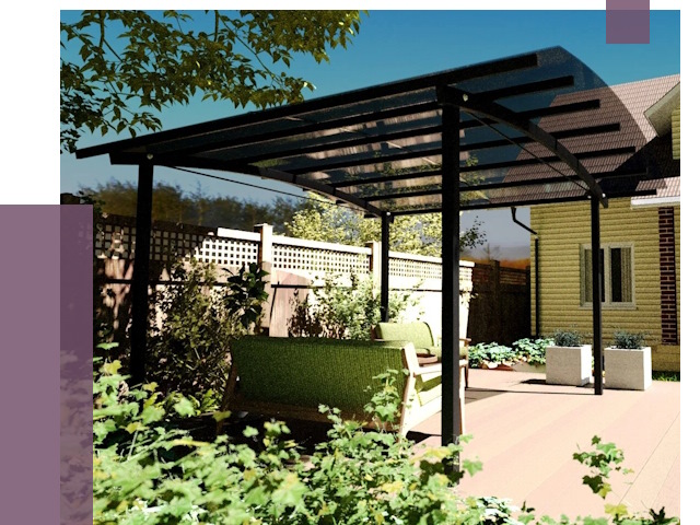 Навесы для террасы в Кропоткине от 13845 руб. под ключ | ПРОЛЁТ-Крп