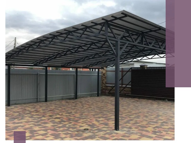 Металлические навесы под ключ в Кропоткине — изготовление и монтаж