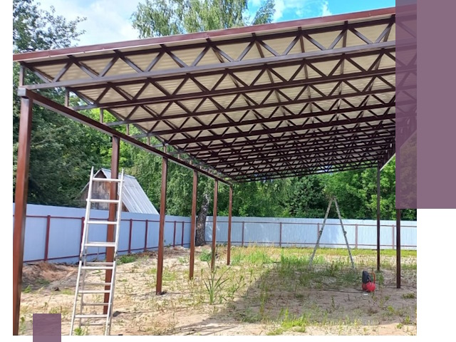 Односкатные навесы под ключ в Кропоткине — изготовление и монтаж