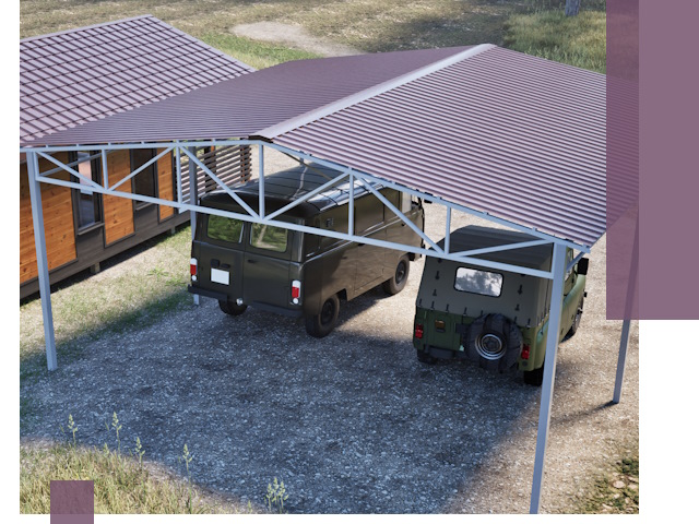 Двускатные навесы под ключ в Кропоткине — изготовление и монтаж