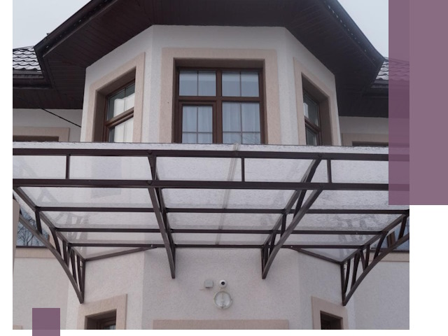 Козырьки из поликарбоната под ключ в Кропоткине